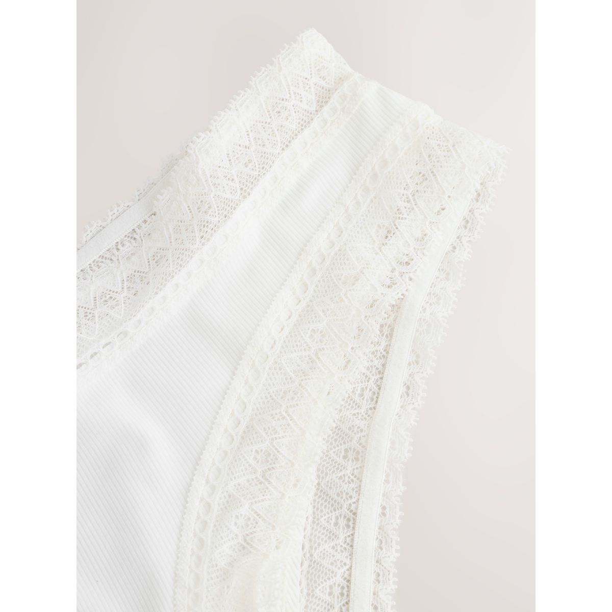 Culotte confort en dentelle et micro modal crème, NEXT