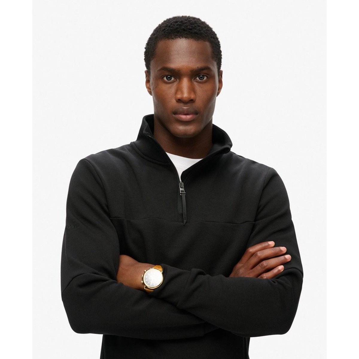 Sweat ample à col zippé Tech noir, SUPERDRY