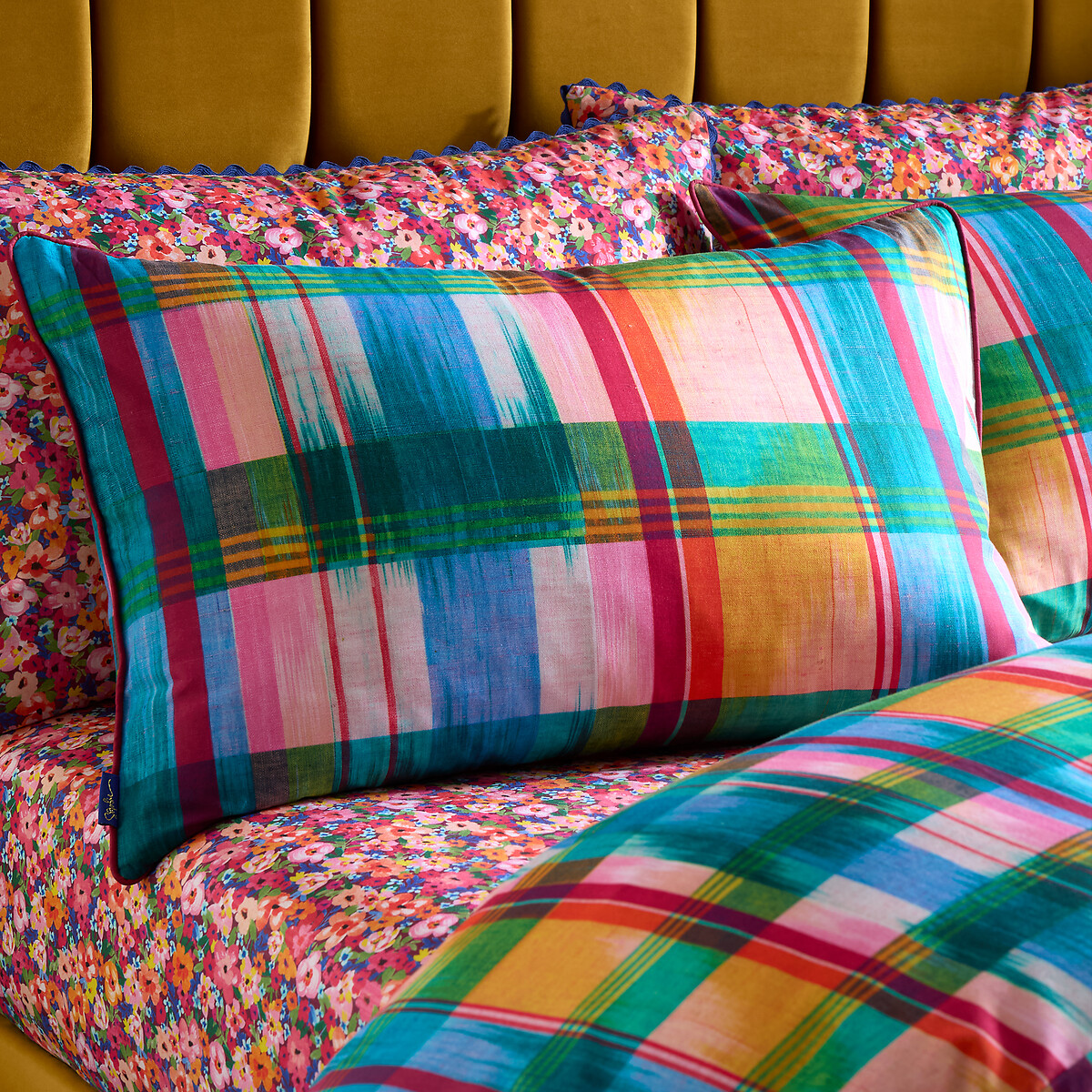 Wanderweave Ikat Check 100% Cotton Reversible Duvet Cover Set multi-coloured, SOPHIE ROBINSON
