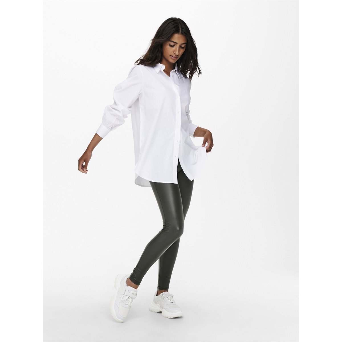 Chemise longue, coupe droite blanc, ONLY