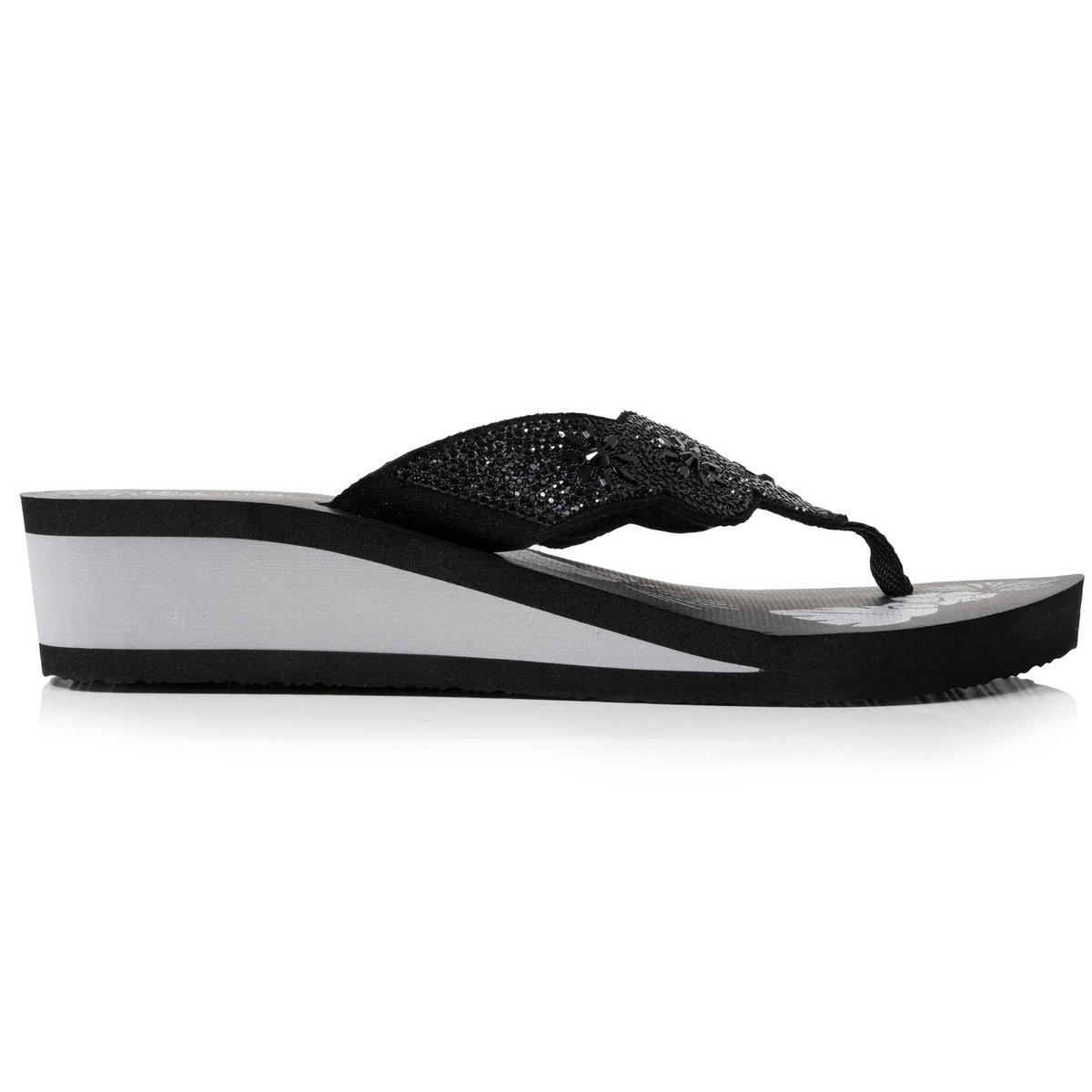 Tongs talon 4 cm, semelle confortable et légère, sandale de plage, piscine noir perle, ISOTONER