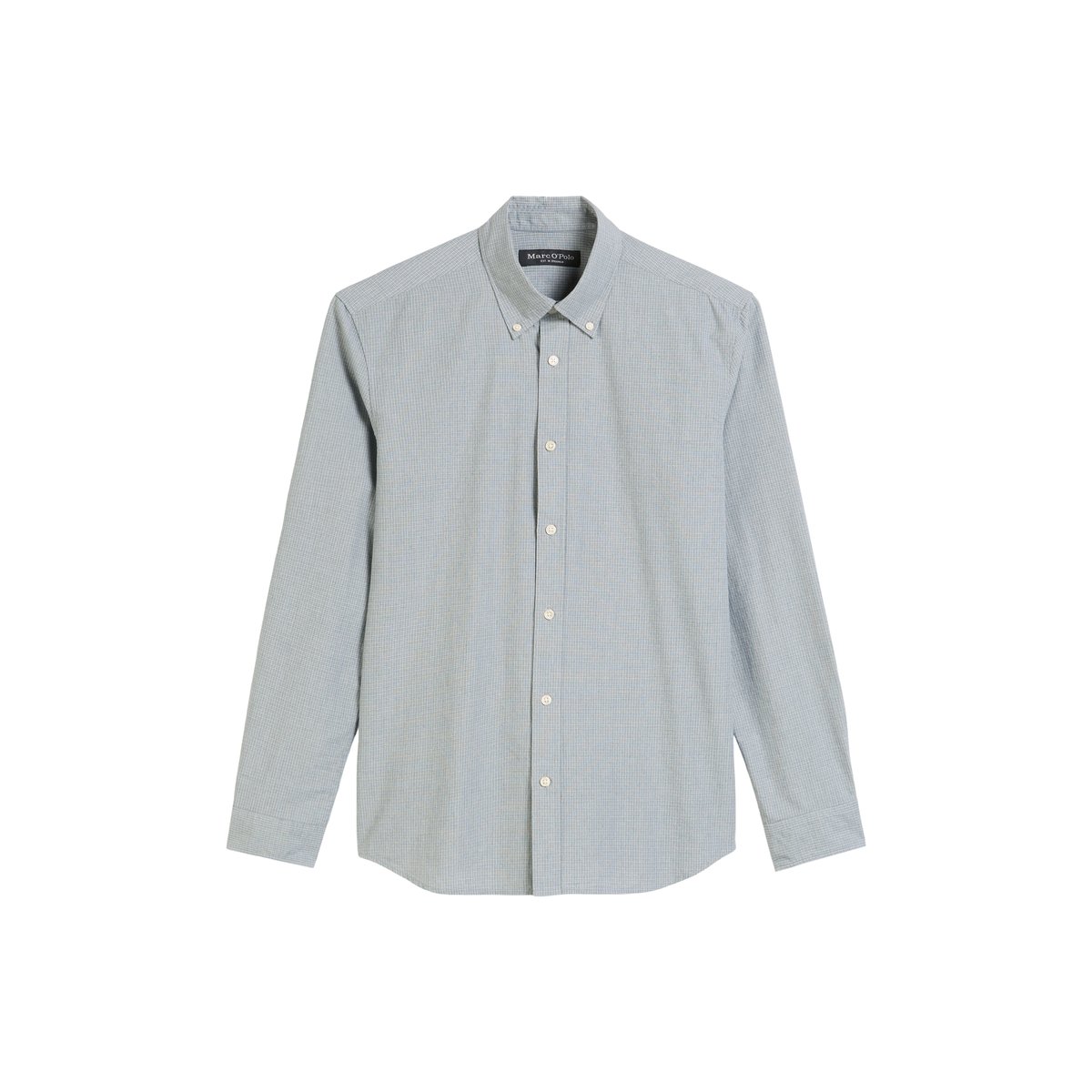 Chemise à col boutonné regular avec un fin motif à carreaux bleu moyen, MARC O'POLO