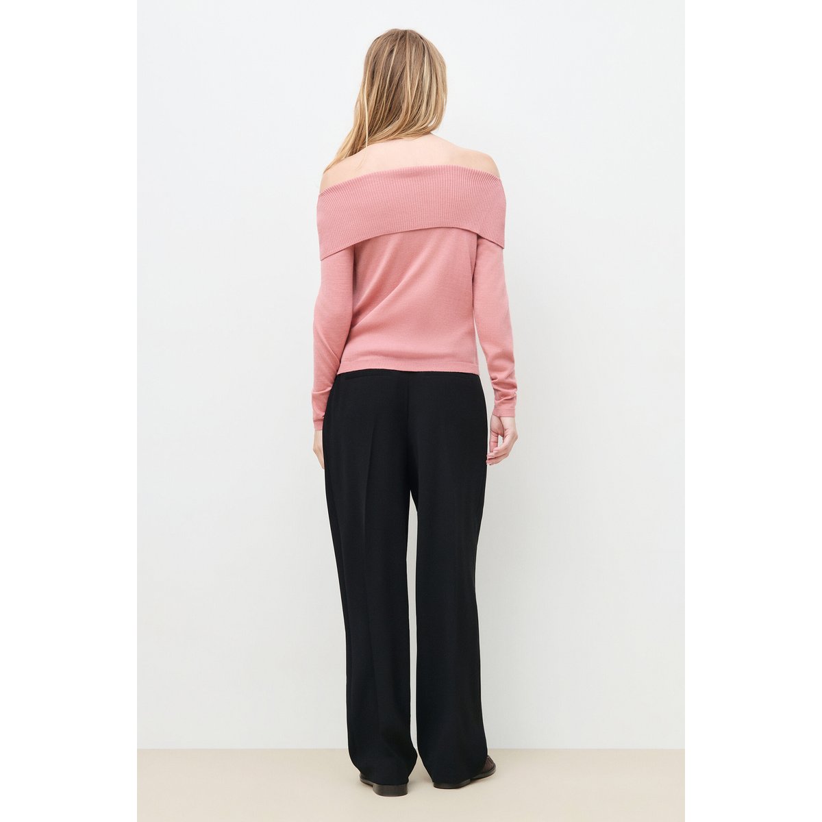 Pull droit col châle MARGE vieux rose, CAROLL