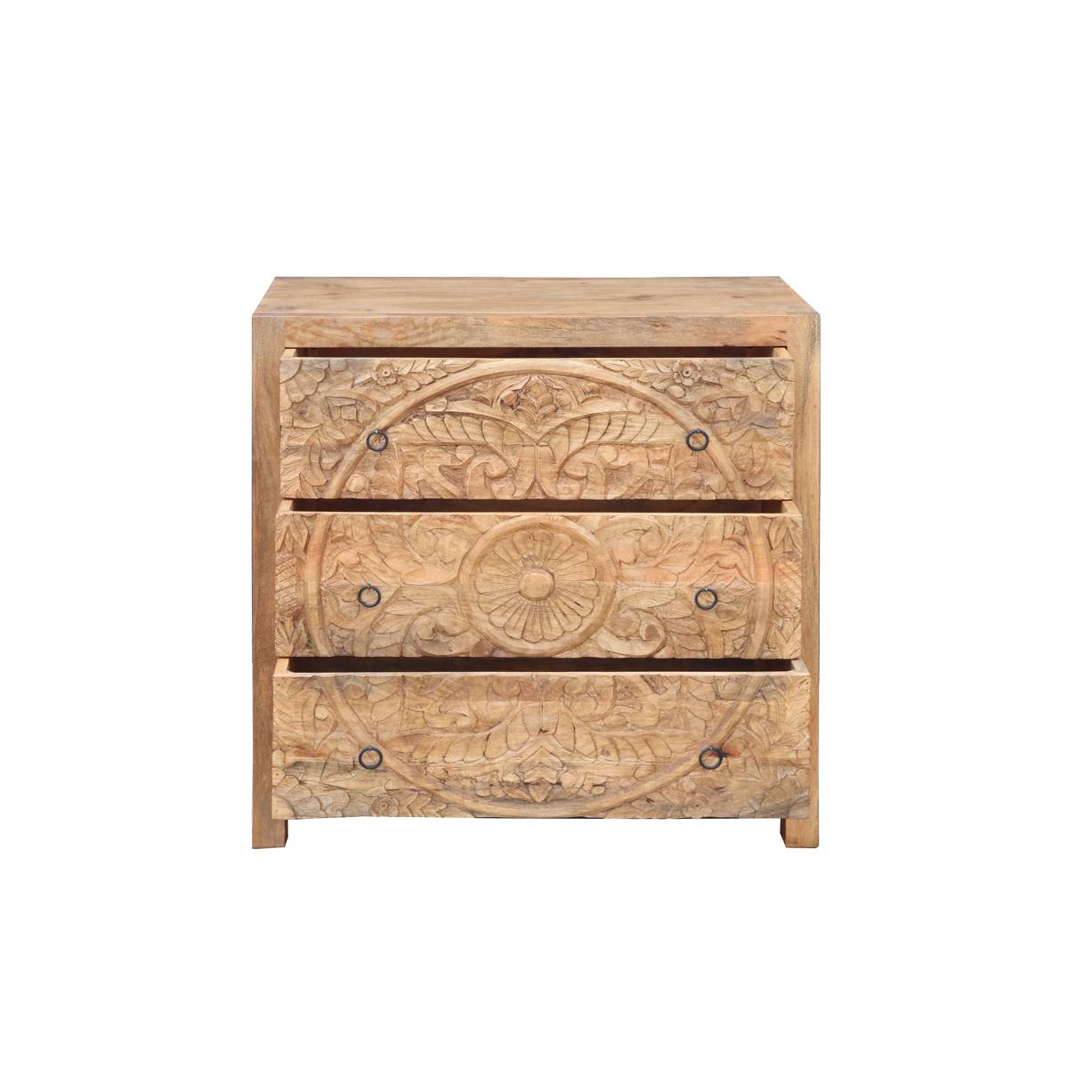 Commode sculpté en bois de manguier COURTNEY bois clair, MADE IN MEUBLES