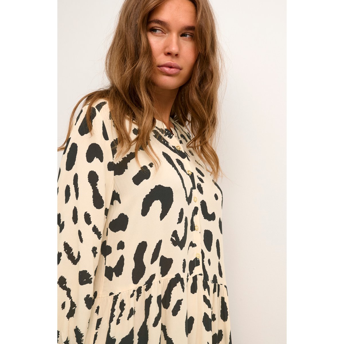 Dress beige graphique macadamia, CULTURE