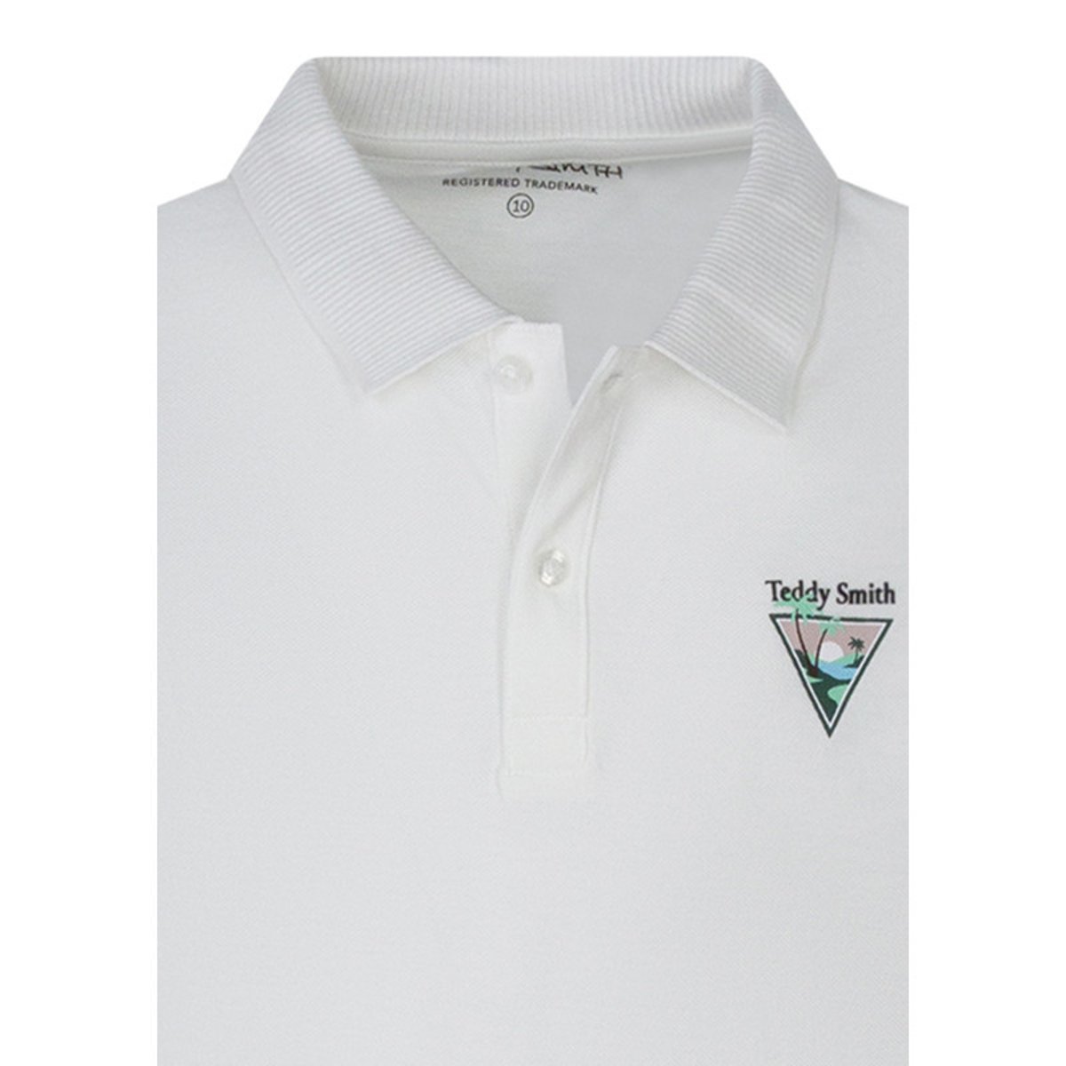 Polo en coton blanc à coupe ajustée pourvu d'un col boutonné blanc, TEDDY SMITH