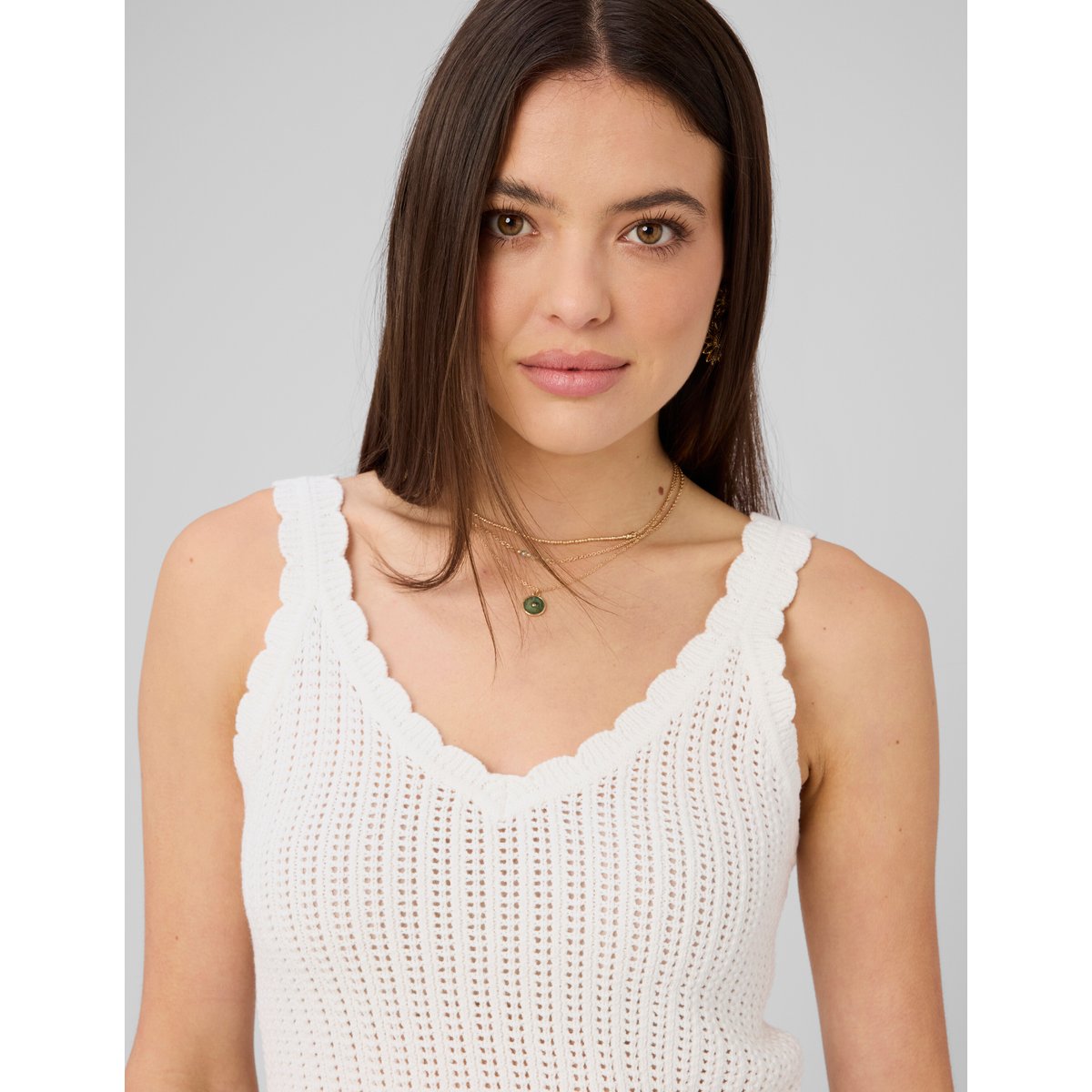 Débardeur en crochet blanc écru, BZB