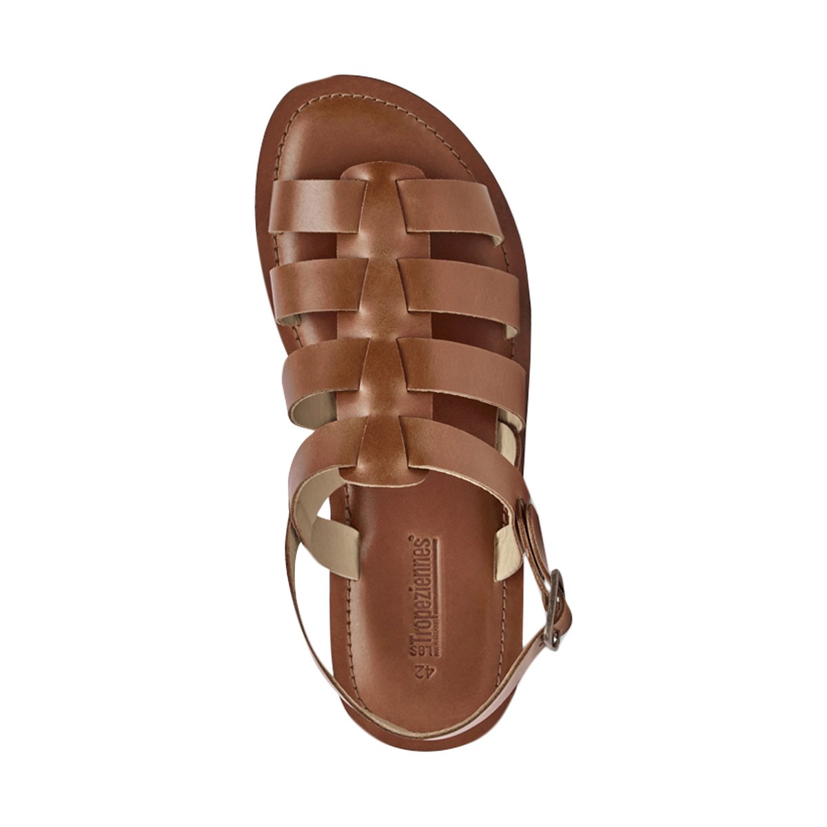 Sandales plates en cuir Enael tan, LES TROPEZIENNES PAR M.BELARBI
