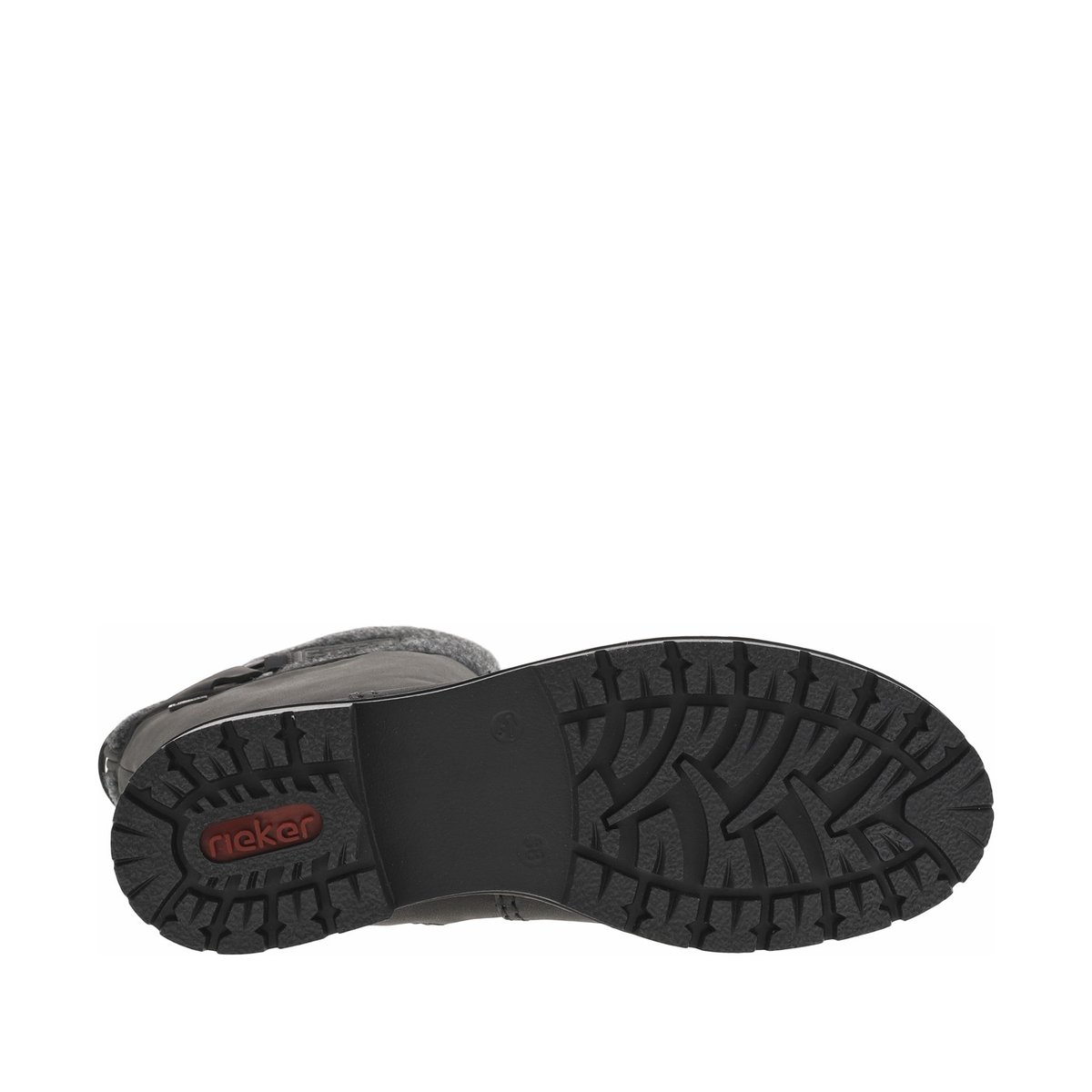 Bottes anthracite à talon plat et à zip latéral avec col en feutre anthracite, RIEKER