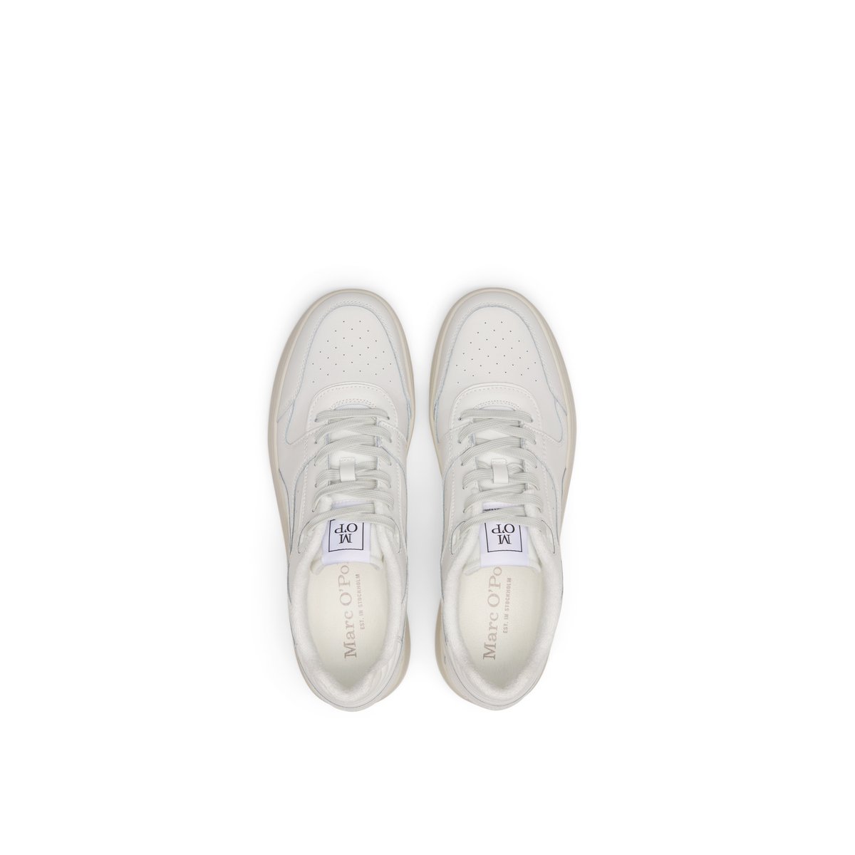 Baskets Modèle Carlo en cuir de vache noble blanc naturel, MARC O'POLO