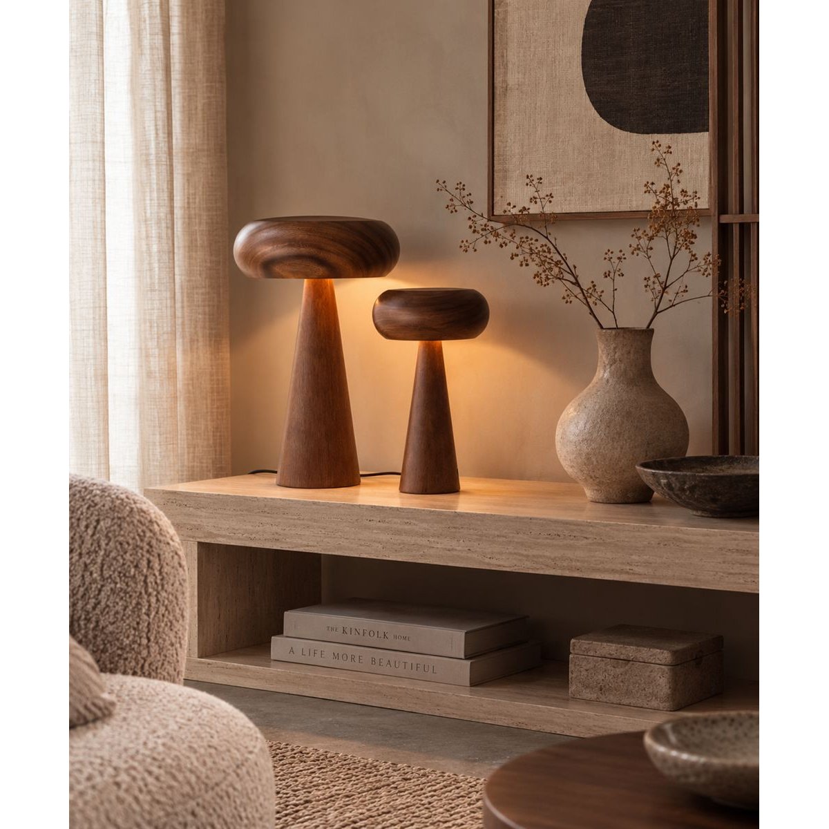 Lampe design en bois japandi, MOREL marron, DUTCHBONE