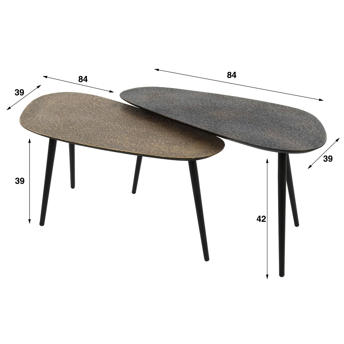 Table basse design organique couleur anthracite et cuivré (2 pièces) RALF anthracite, PIER IMPORT