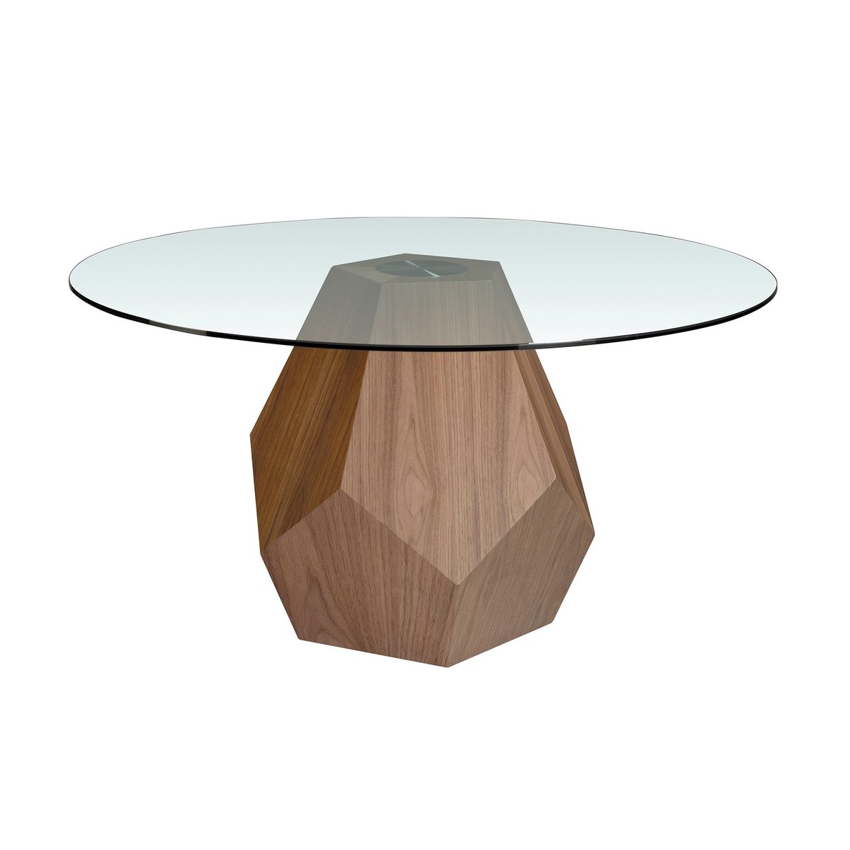 Table à manger ronde verre trempé et noyer verre | noyer, ANGEL CERDA