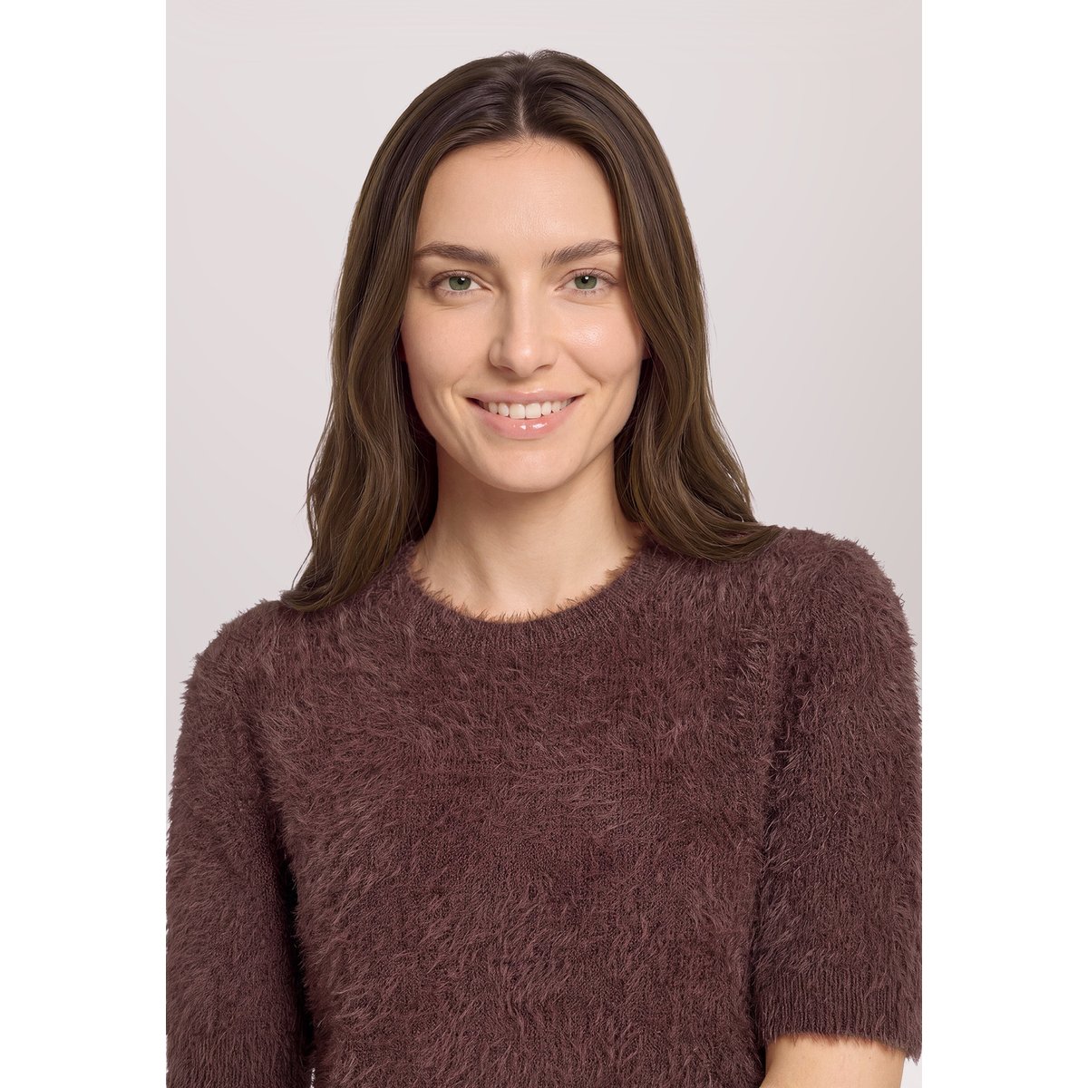 Pull-over en maille à encolure ronde dark maroon, VERA MONT