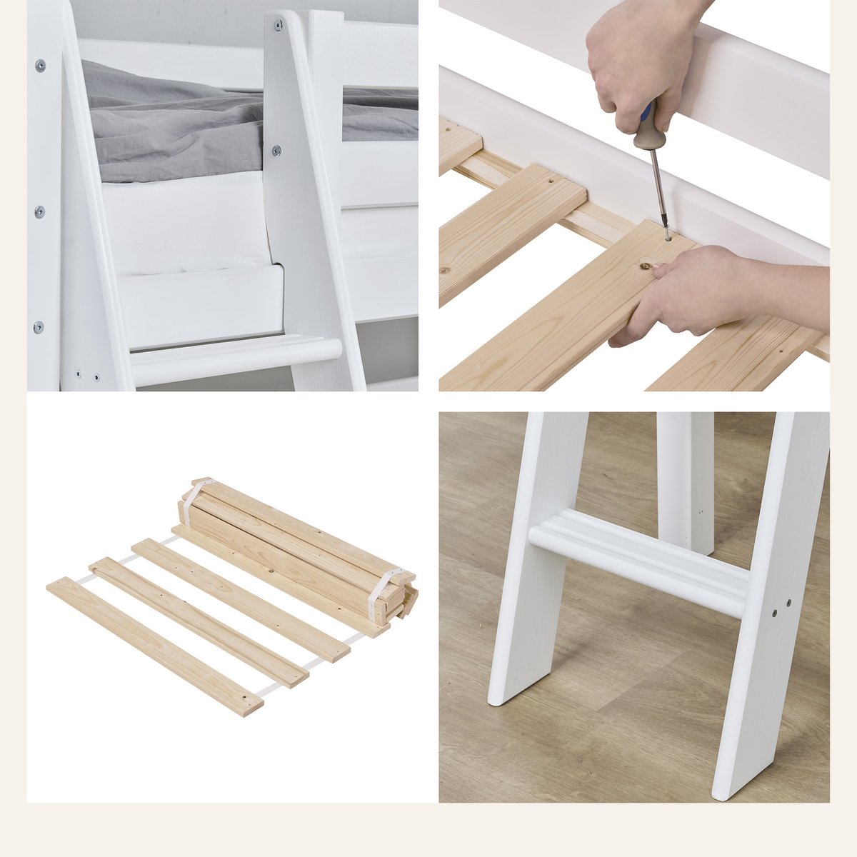 Lit Mezzanine pin massif ECO LUXURY blanc, HOPPEKIDS