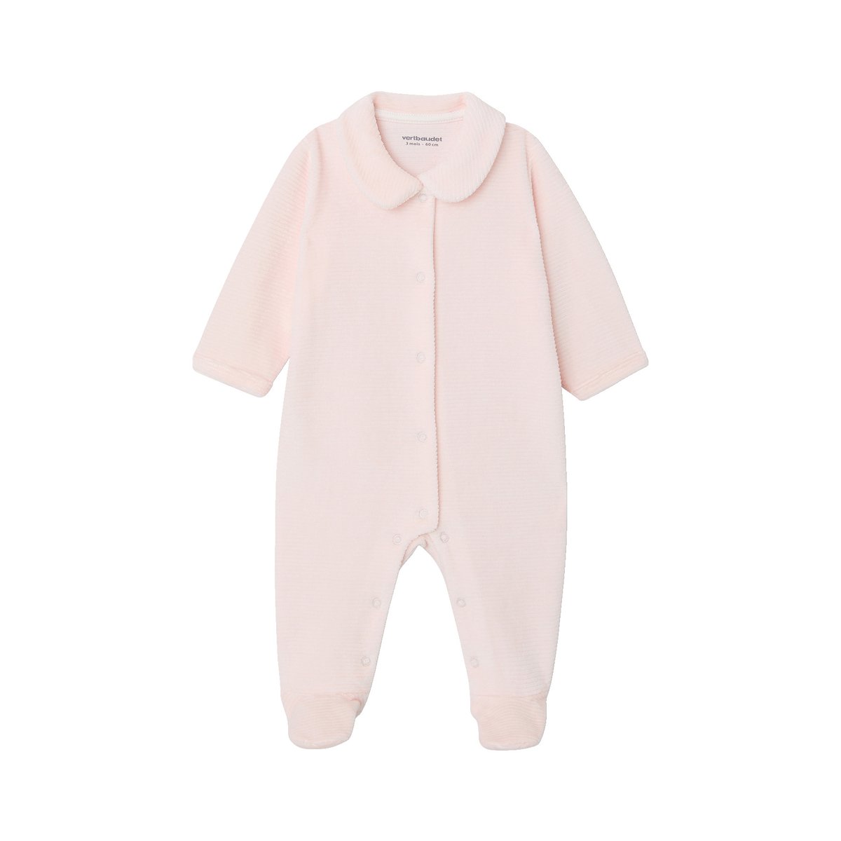 Lot de 2 pyjamas mixtes en velours ouverture naissance beige, VERTBAUDET