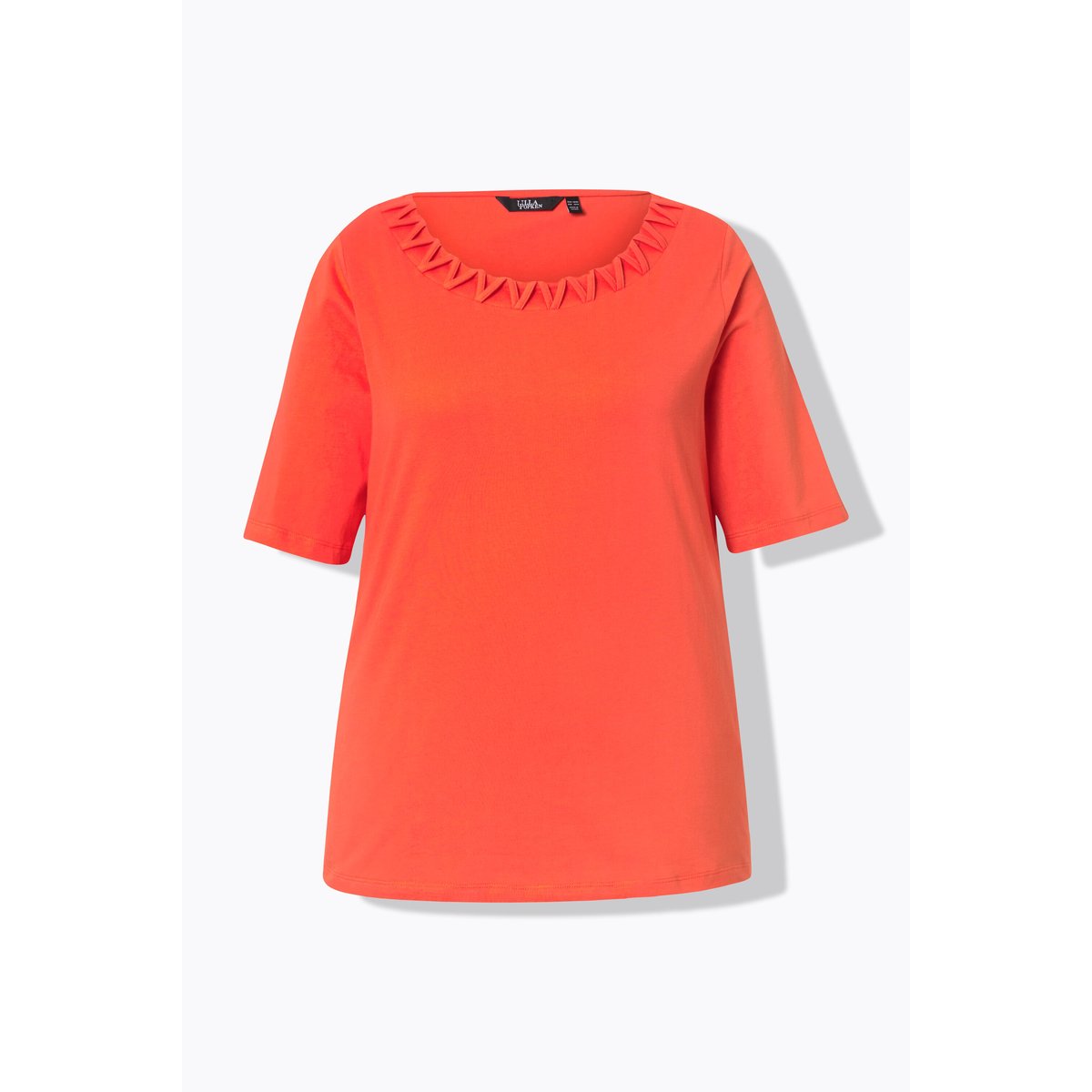 T-shirt à manches courtes. Décolleté rond poivron, ULLA POPKEN