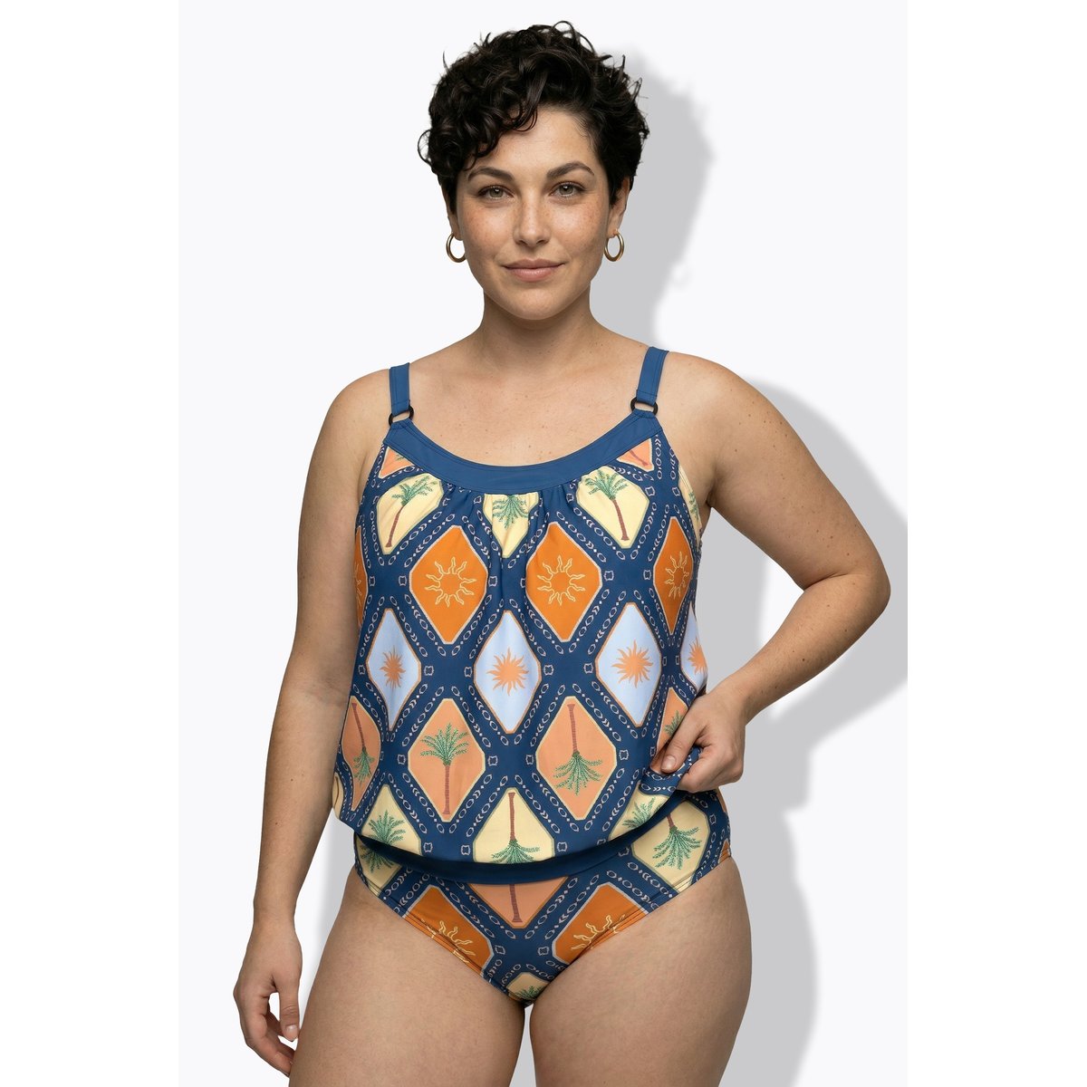 Tankini à bonnets souples. Imprimé baleine bleu, ULLA POPKEN