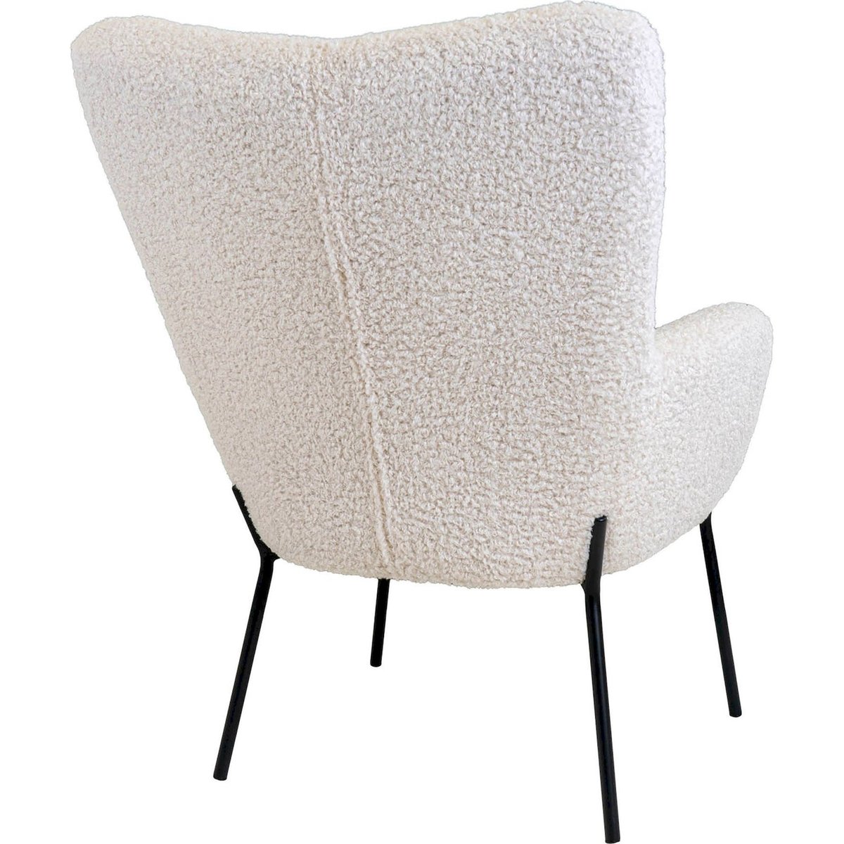 Fauteuil à oreilles bouclette GLABER blanc bouclette et pieds noirs, RECOLLECTION