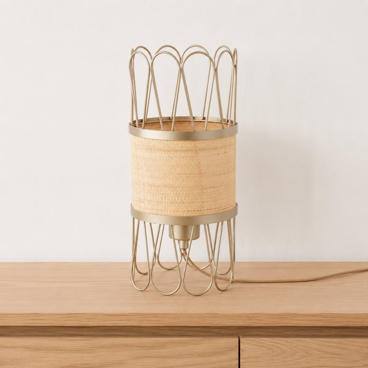 Lampe à poser en rotin - FLORE beige, MAISON PAVANE