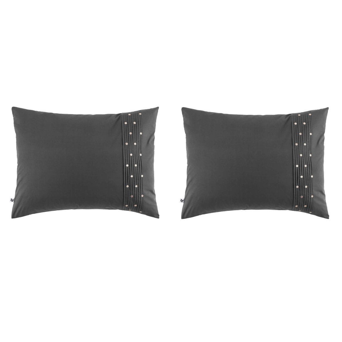 Taie d'oreiller brodée (lot de 2) anthracite, TERRE DE NUIT