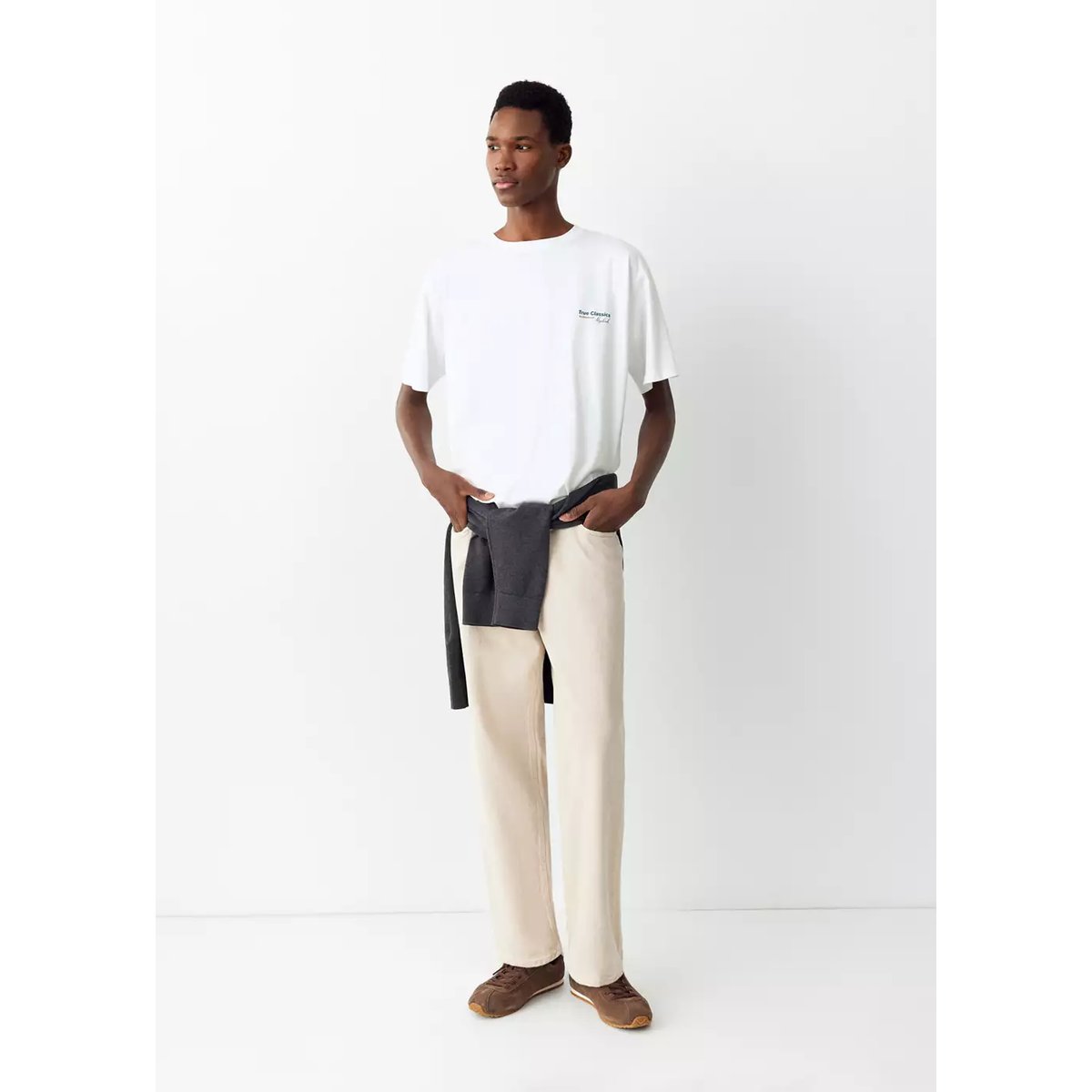 T-shirt coton imprimé graphique blanc cassé, MANGO TEEN