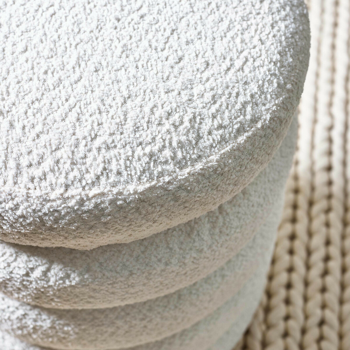 Celes Bouclé Curve Upholstered Storage Stool ivory, SO'HOME