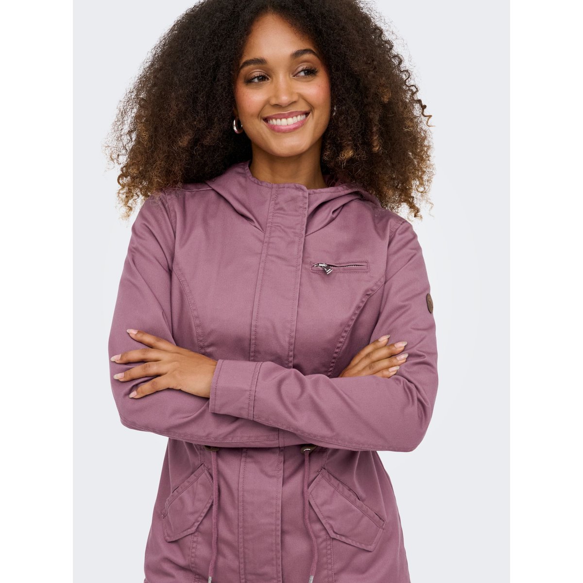 Parka mi longue, à capuche rose - rose brown, ONLY