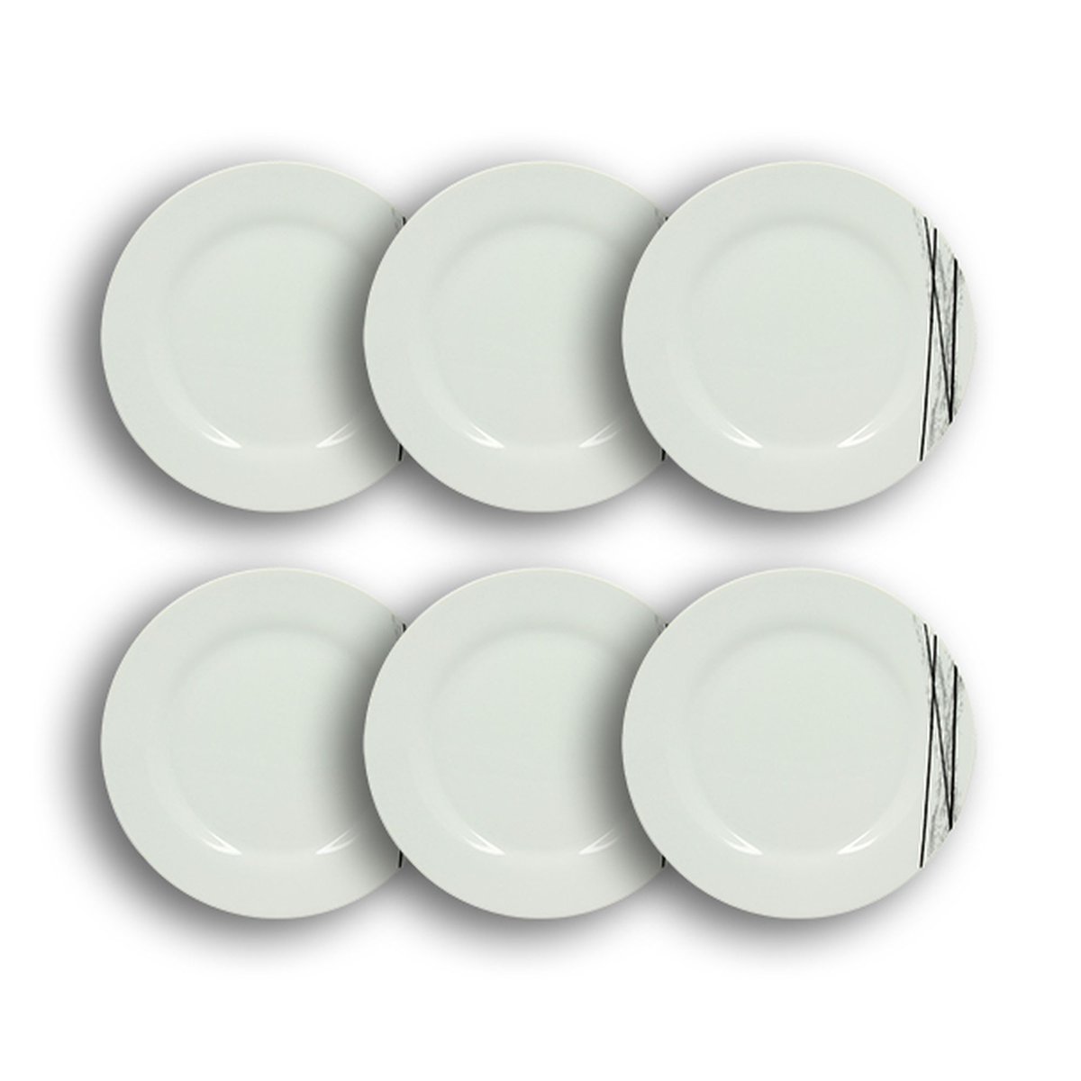Lot de 6 assiettes desserts en porcelaine 19cm, CARBONE blanc, NOVASTYL