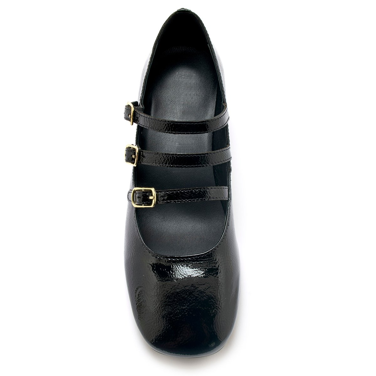 Babies cuir verni 3 brides vernis noir, PEDICONFORT