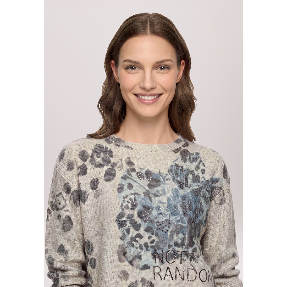 Pull-over en maille à fils de fil textile beige/petrol, BETTY BARCLAY