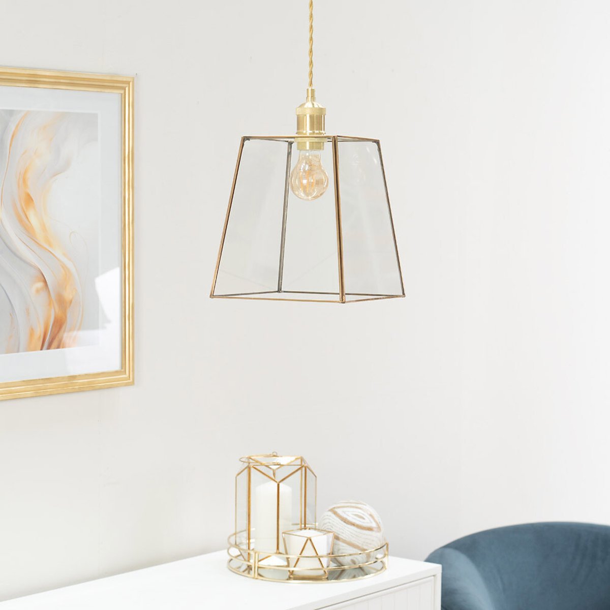 Sylvia Glass Easy Fit Glass Lantern Ceiling Shade aged brass, SO'HOME