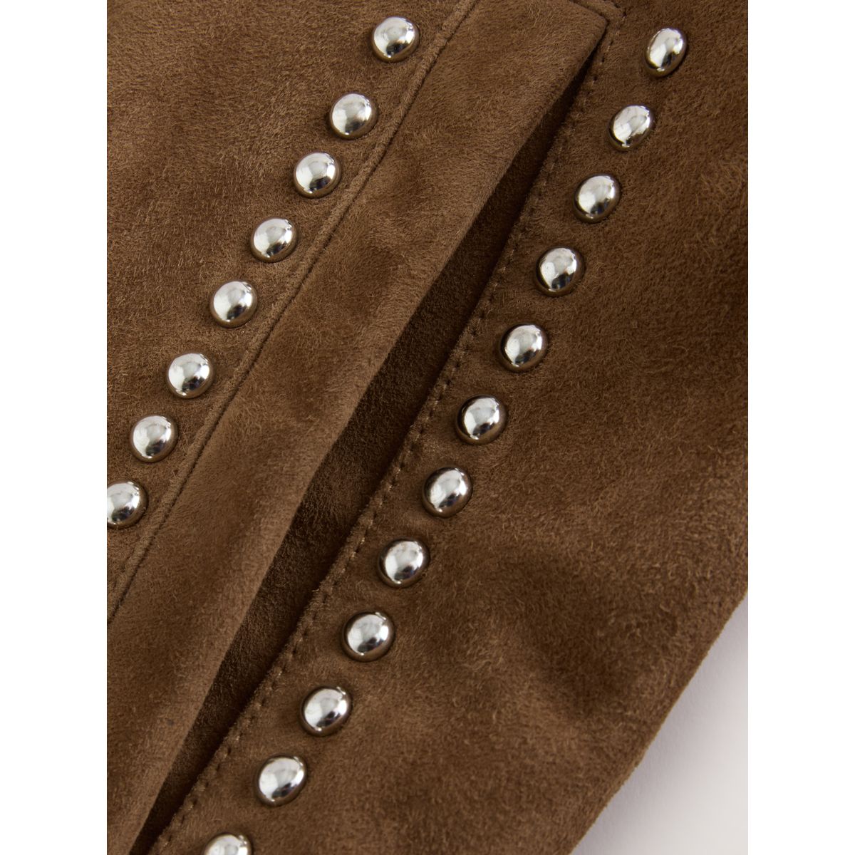 Veste zippée cloutée en daim véritable marron fauve, NEXT