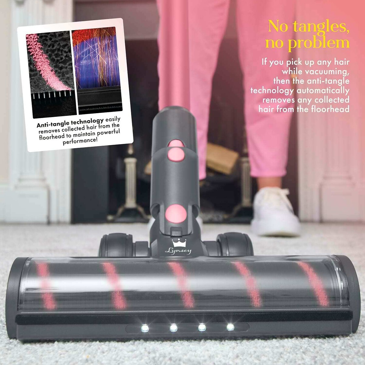 Lynsey Queen of Clean 22.2V Cordless Vacuum Cleaner pink, SWAN