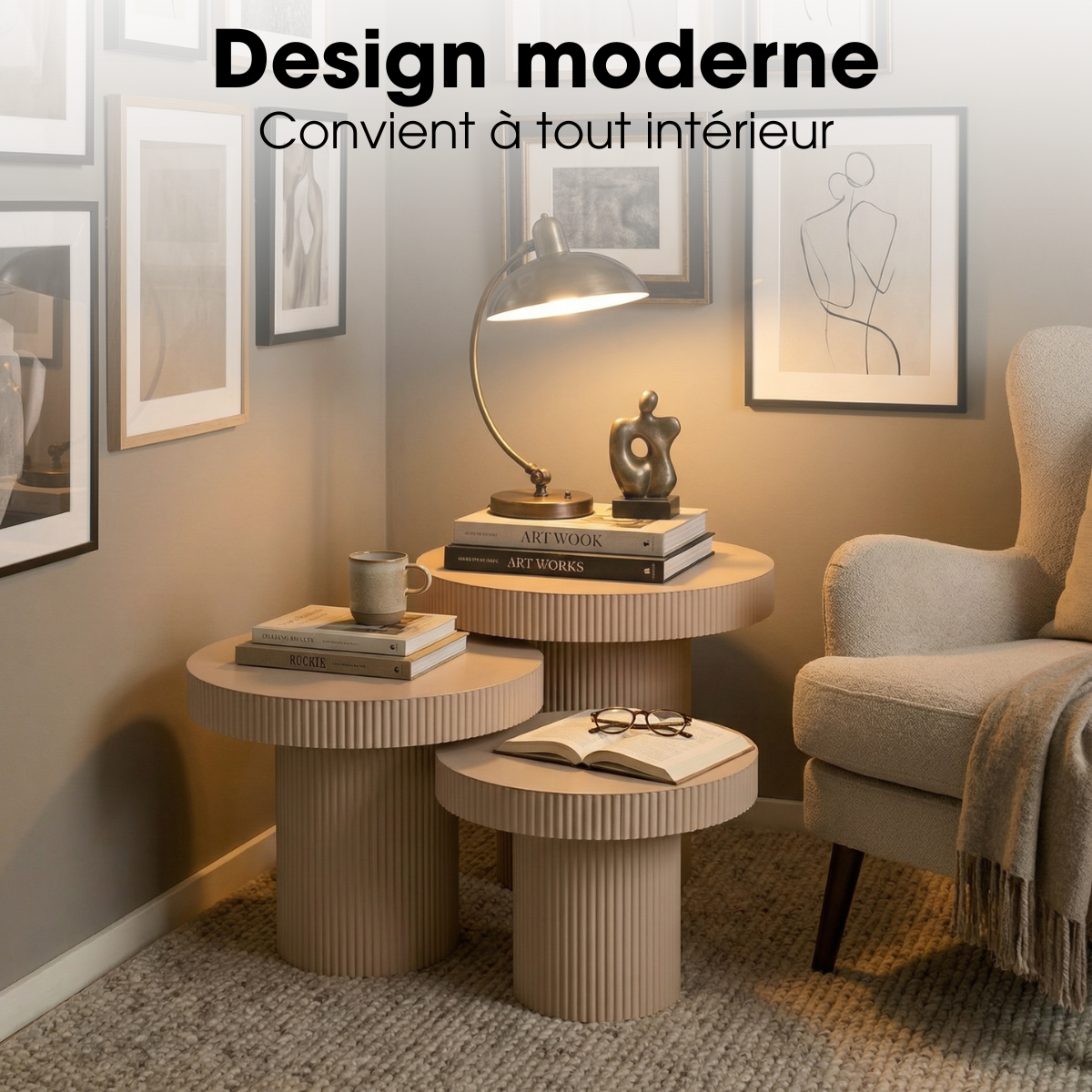 Table d'appoint LUX marron clair, MICA DECORATIONS