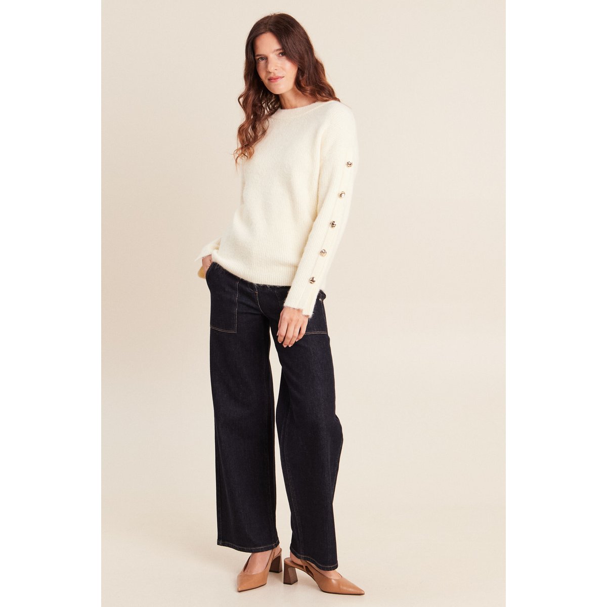 Pull col rond jaune pastel, BREAL