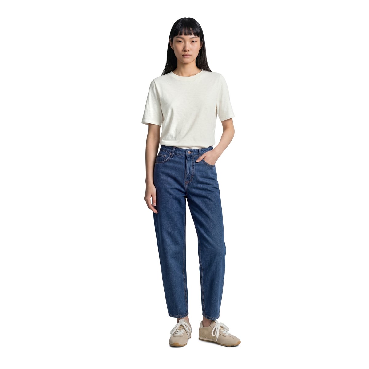 T-shirt en jersey slub loose en doux coton biologique blanc, MARC O’POLO DENIM