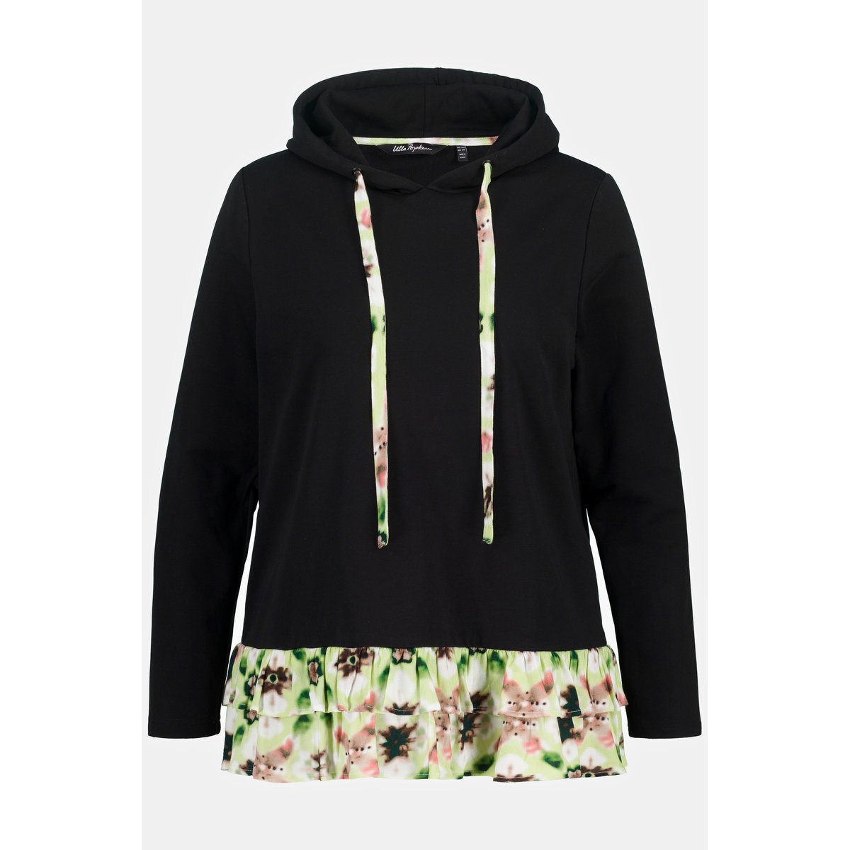 Sweat à capuche, effet superposé, ligne en A noir, ULLA POPKEN