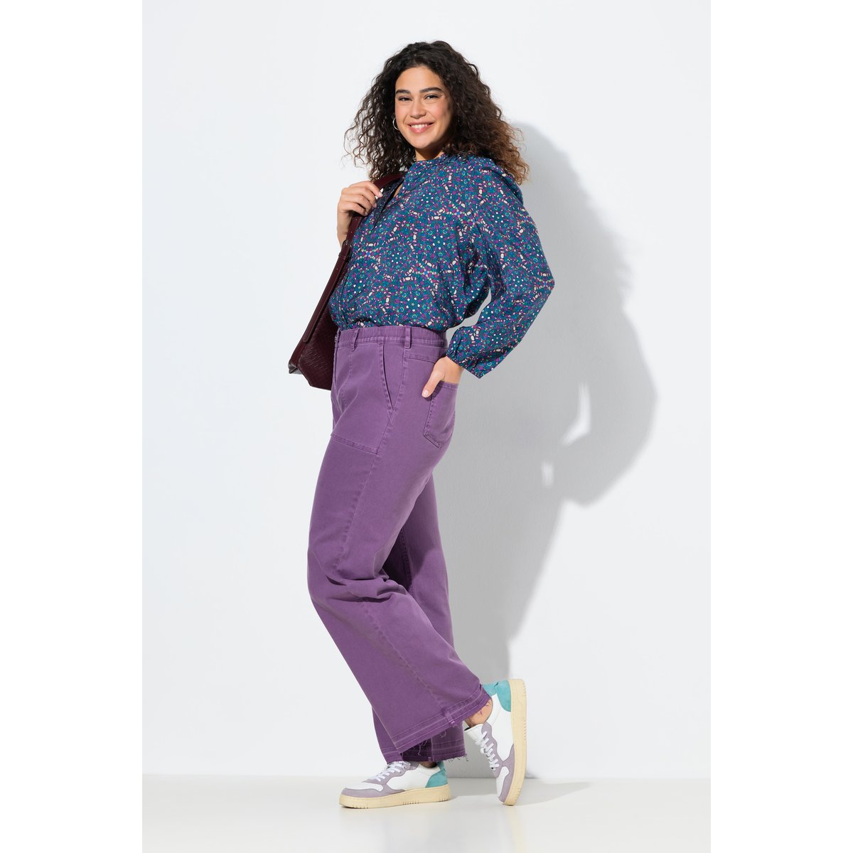 Jean coloré Mary à taille confortable lilas foncé, ULLA POPKEN
