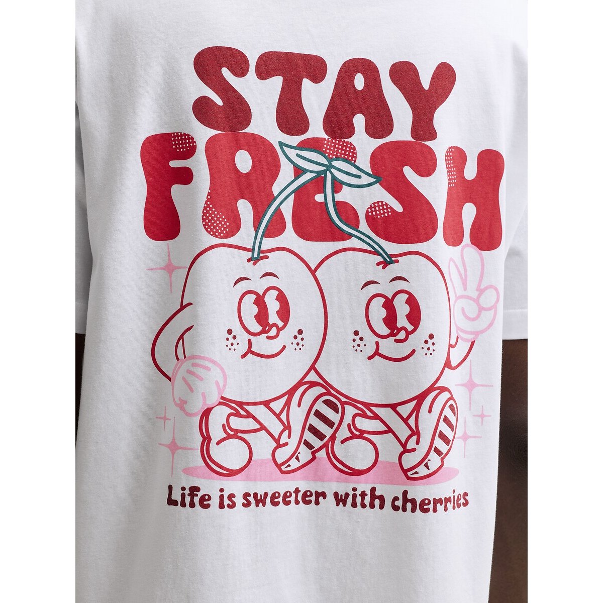 T-shirt gráfica com logótipo atrás branco/vermelho, JACK & JONES