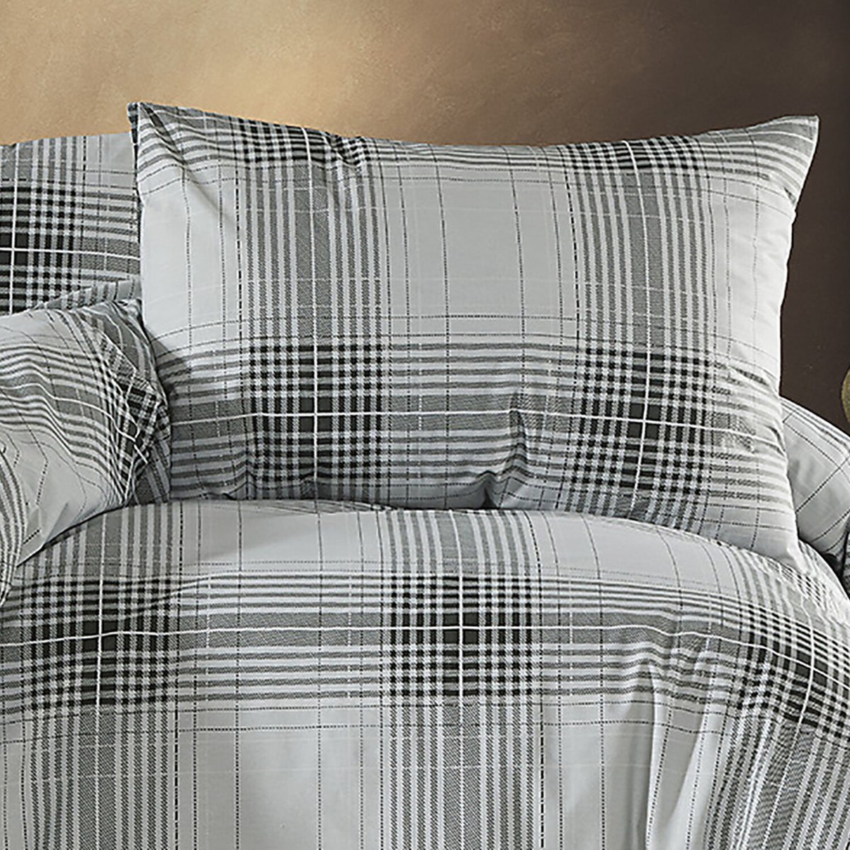 Paure de couette et tai(e) coton imprimé, nimakaki vert kaki, C DESIGN HOME TEXTILE