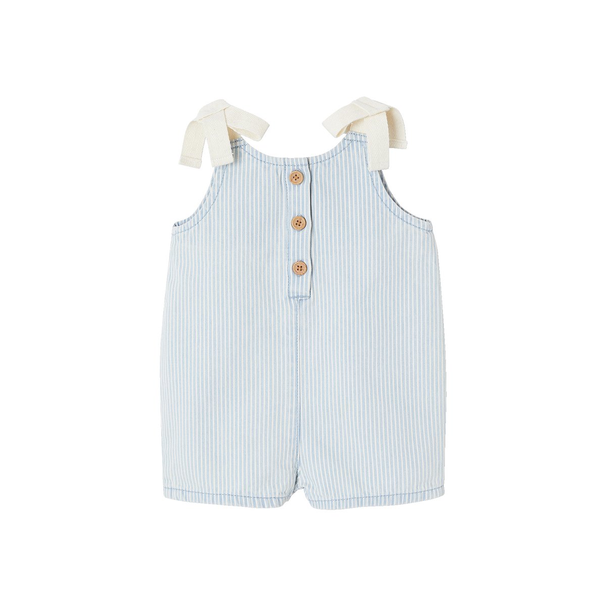 Combishort bébé coton rayé bleu, VERTBAUDET