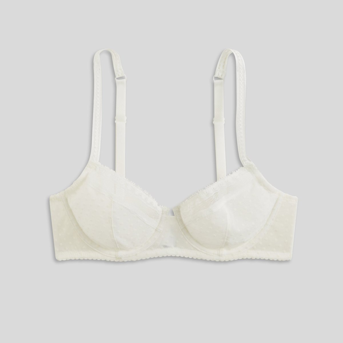 Soutien-gorge corbeille balconnet ADELE en tulle floqué ivoire, MONOPRIX