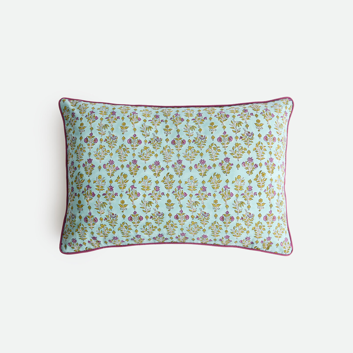 Housse de coussin, en coton imprimé block-print, SHANDIRA céladon/vert, LA REDOUTE INTERIEURS