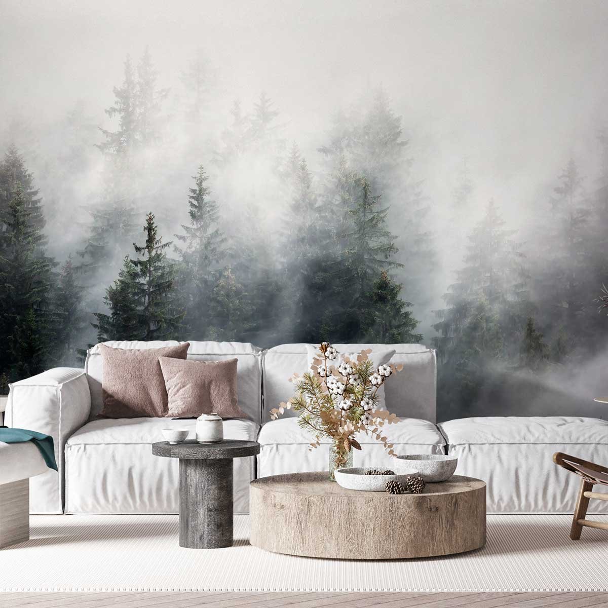 Papier peint bois sous la brume intissé, HEXOA