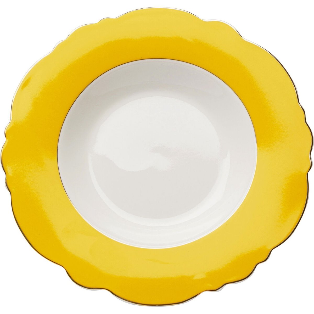 Lot de 6 assiettes creuses, HARLEQUIN jaune, KARE DESIGN