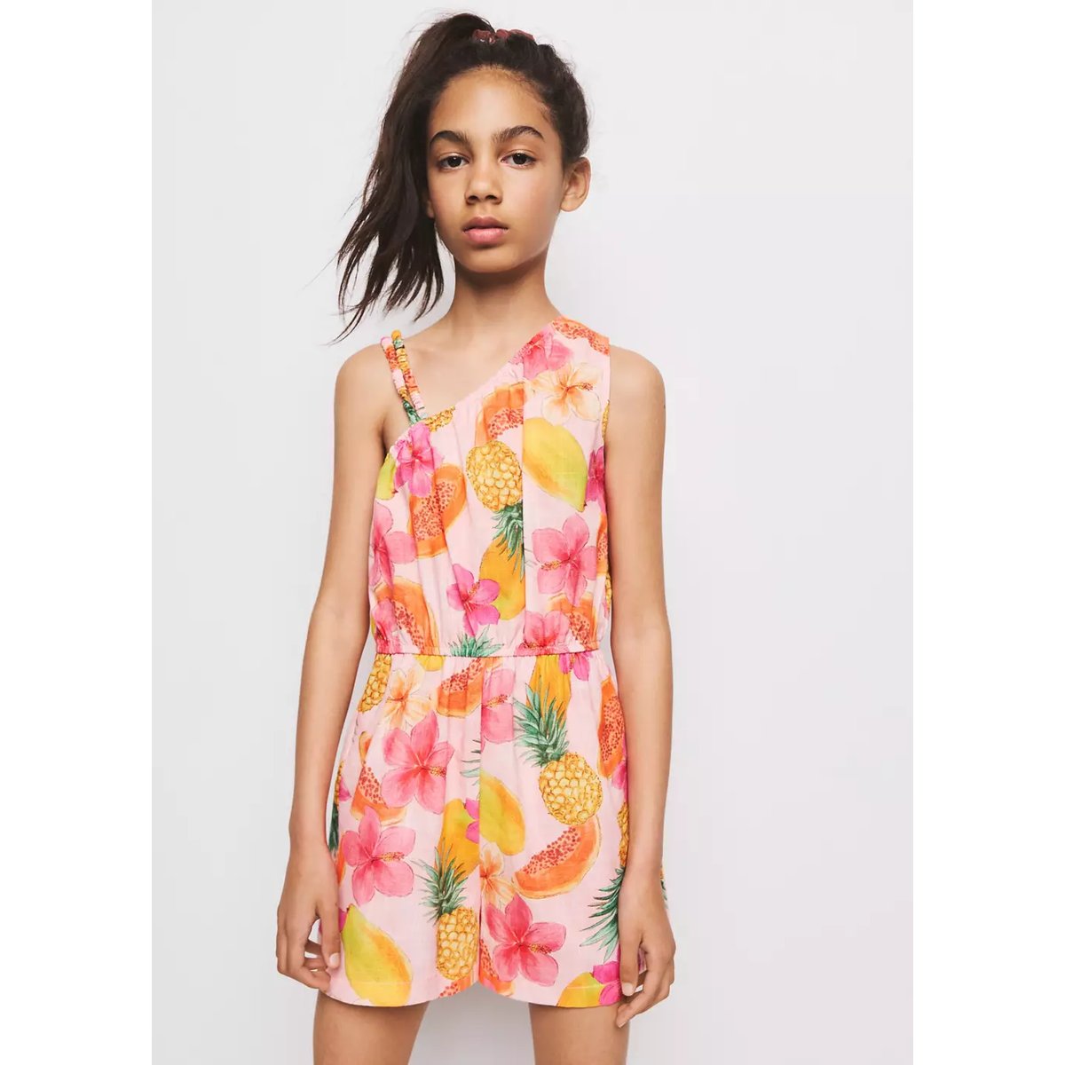Combinaison asymétrique imprimé tropical rose, MANGO KIDS