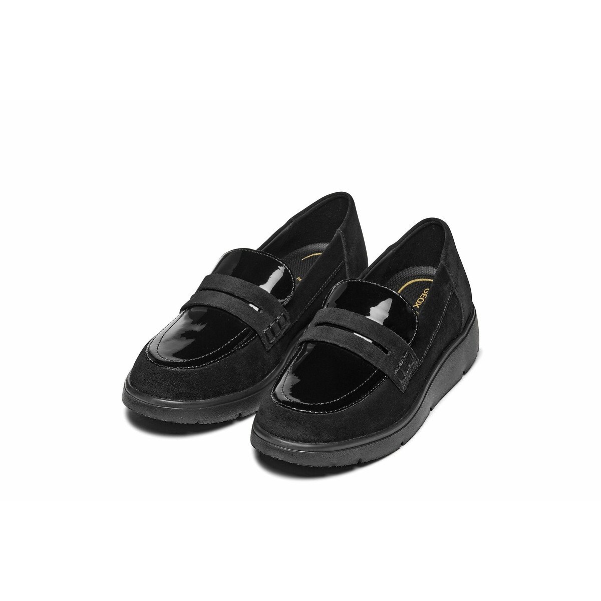 Arlara Breathable Wedge Loafers in Leather black, GEOX