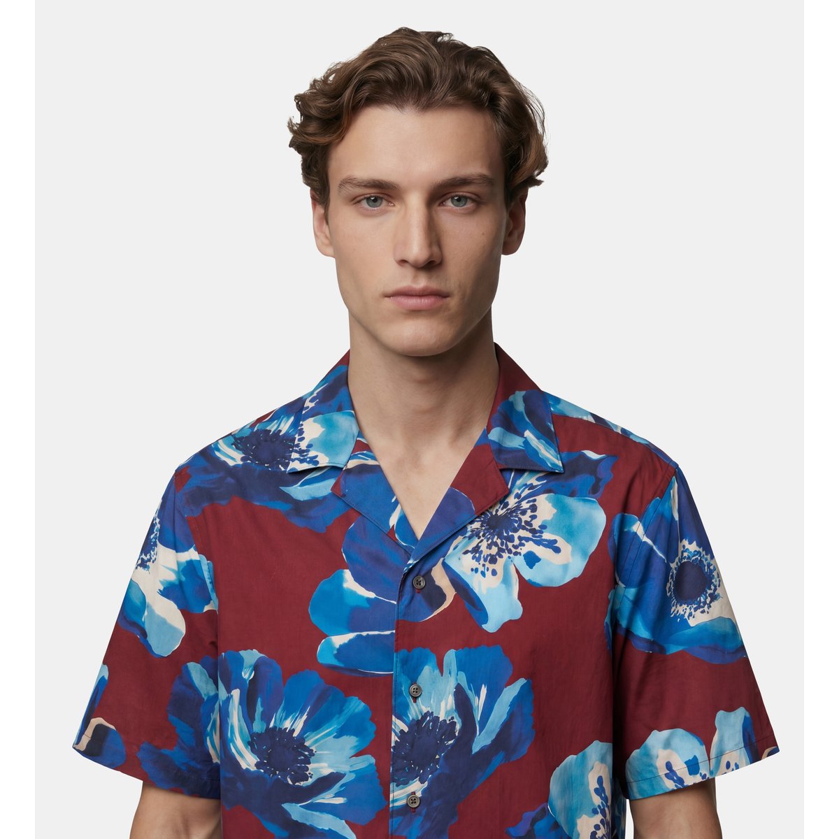 Chemisette droite tirtflo florale coton rouge foncé, GALERIES LAFAYETTE