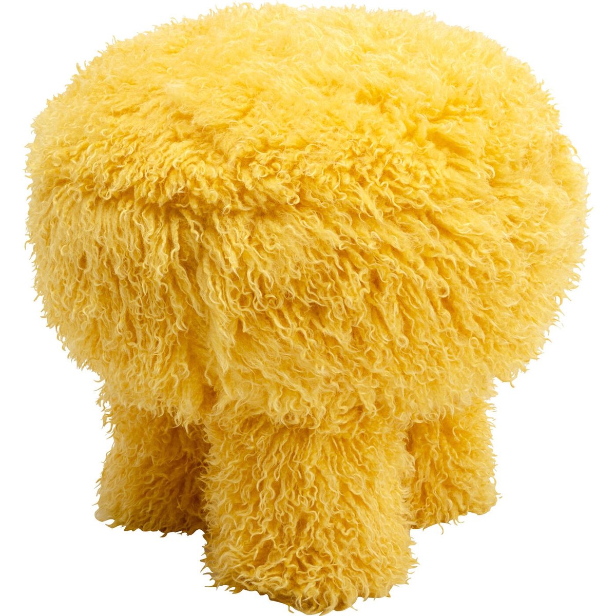 Tabouret à poils longs, PLUSHY jaune, KARE DESIGN
